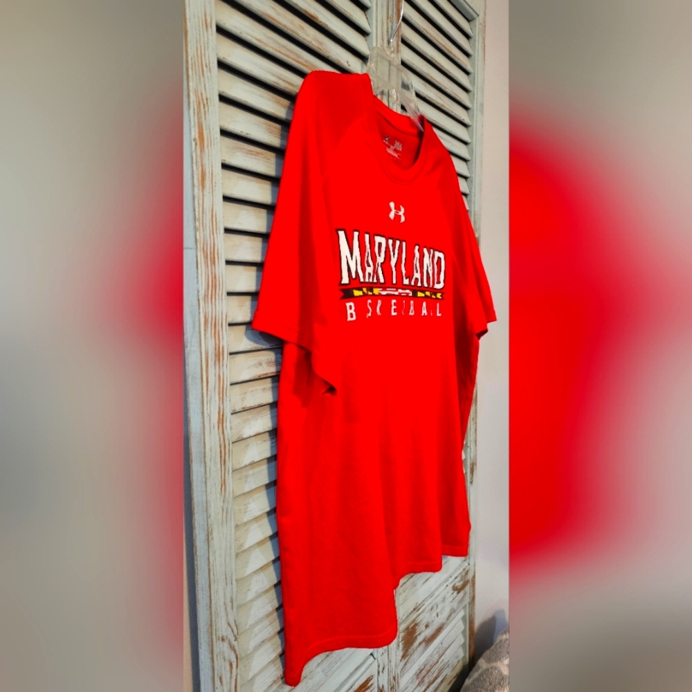 UNDER ARMOUR MARYLAND BASKETBALL SHIRT Mens Medium Red Loose Short Sleeve Tee - Picture 4 of 6